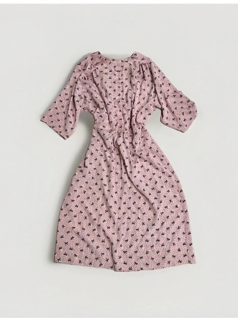 True Vintage 1980's Novelty Bow Print Mini Dress Pink Size L/XL